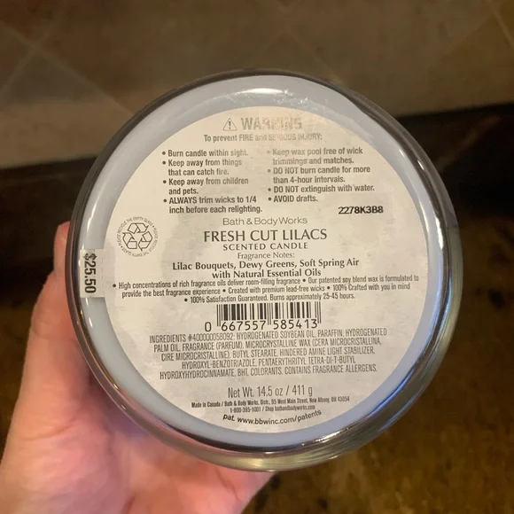 NEW…..Bath & Body Works 3-wick Candle…Fresh Cut Lilacs Scented Candle - Picture 3 of 4